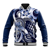 Aloha Blue Tribal Honu Tattoo Baseball Jacket LT9 Unisex Blue - Polynesian Pride