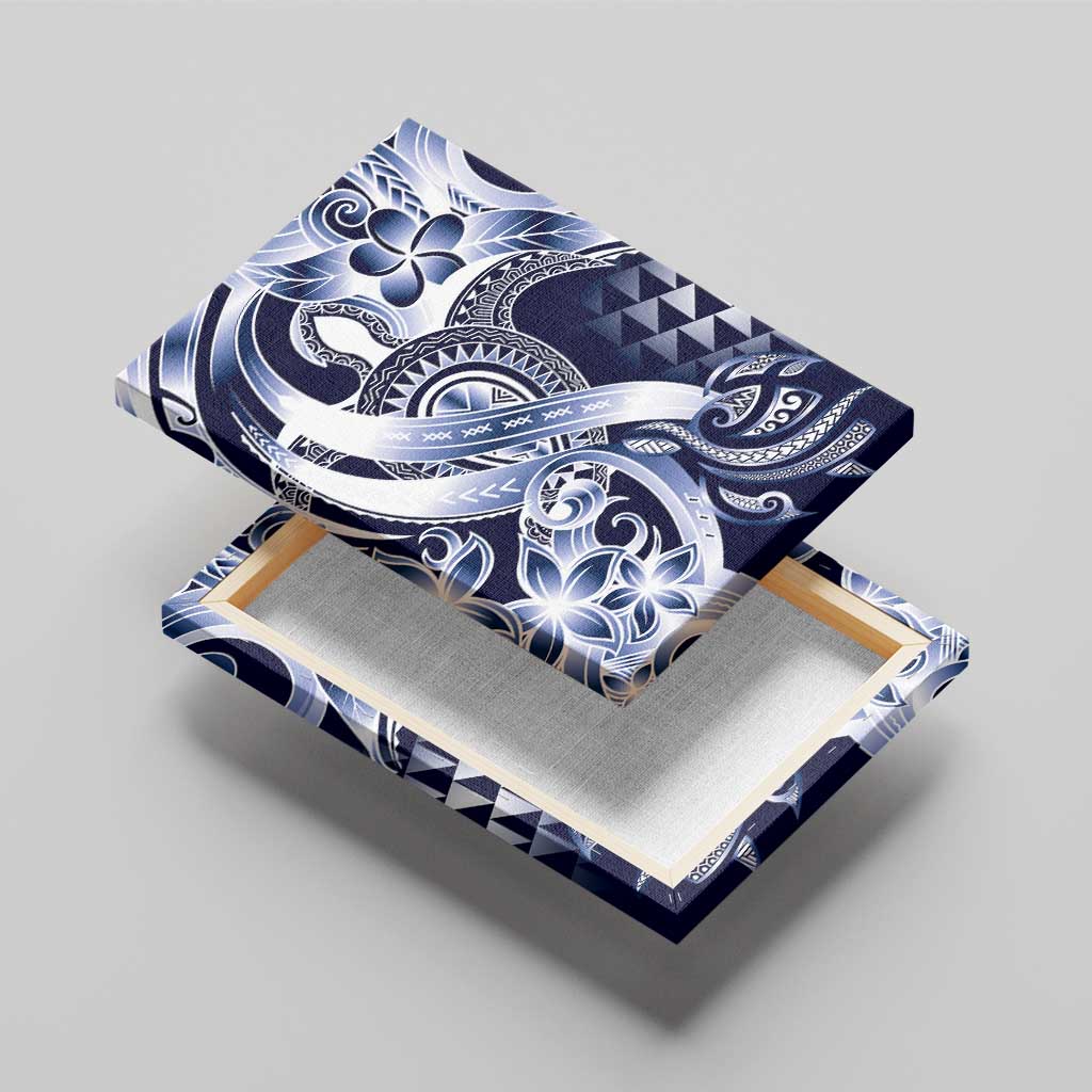 Aloha Blue Tribal Honu Tattoo Canvas Wall Art LT9 - Polynesian Pride