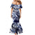 Aloha Blue Tribal Honu Tattoo Family Matching Mermaid Dress and Hawaiian Shirt