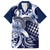 Aloha Blue Tribal Honu Tattoo Family Matching Off The Shoulder Long Sleeve Dress and Hawaiian Shirt