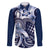 Aloha Blue Tribal Honu Tattoo Family Matching Off The Shoulder Long Sleeve Dress and Hawaiian Shirt