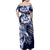 Aloha Blue Tribal Honu Tattoo Family Matching Off Shoulder Maxi Dress and Hawaiian Shirt