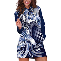 Aloha Blue Tribal Honu Tattoo Hoodie Dress LT9 Blue - Polynesian Pride