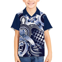 Aloha Blue Tribal Honu Tattoo Kid Hawaiian Shirt LT9 Kid Blue - Polynesian Pride