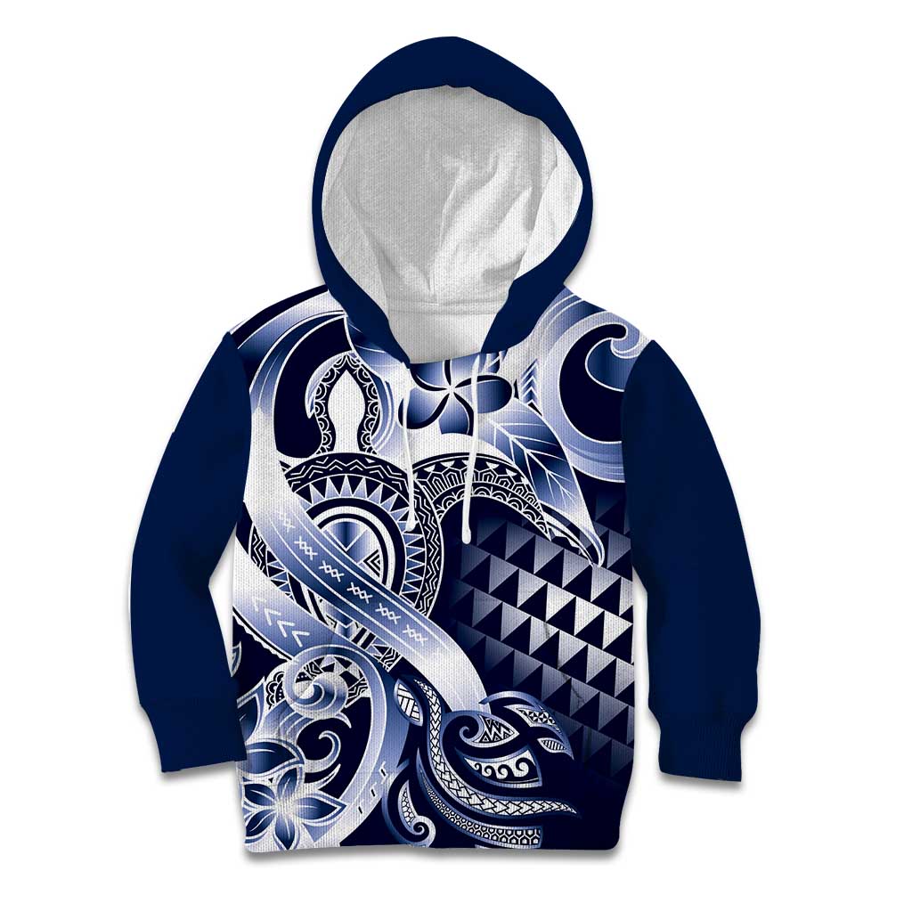 Aloha Blue Tribal Honu Tattoo Kid Hoodie LT9 Hoodie Blue - Polynesian Pride