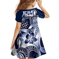 Aloha Blue Tribal Honu Tattoo Kid Short Sleeve Dress LT9 - Polynesian Pride
