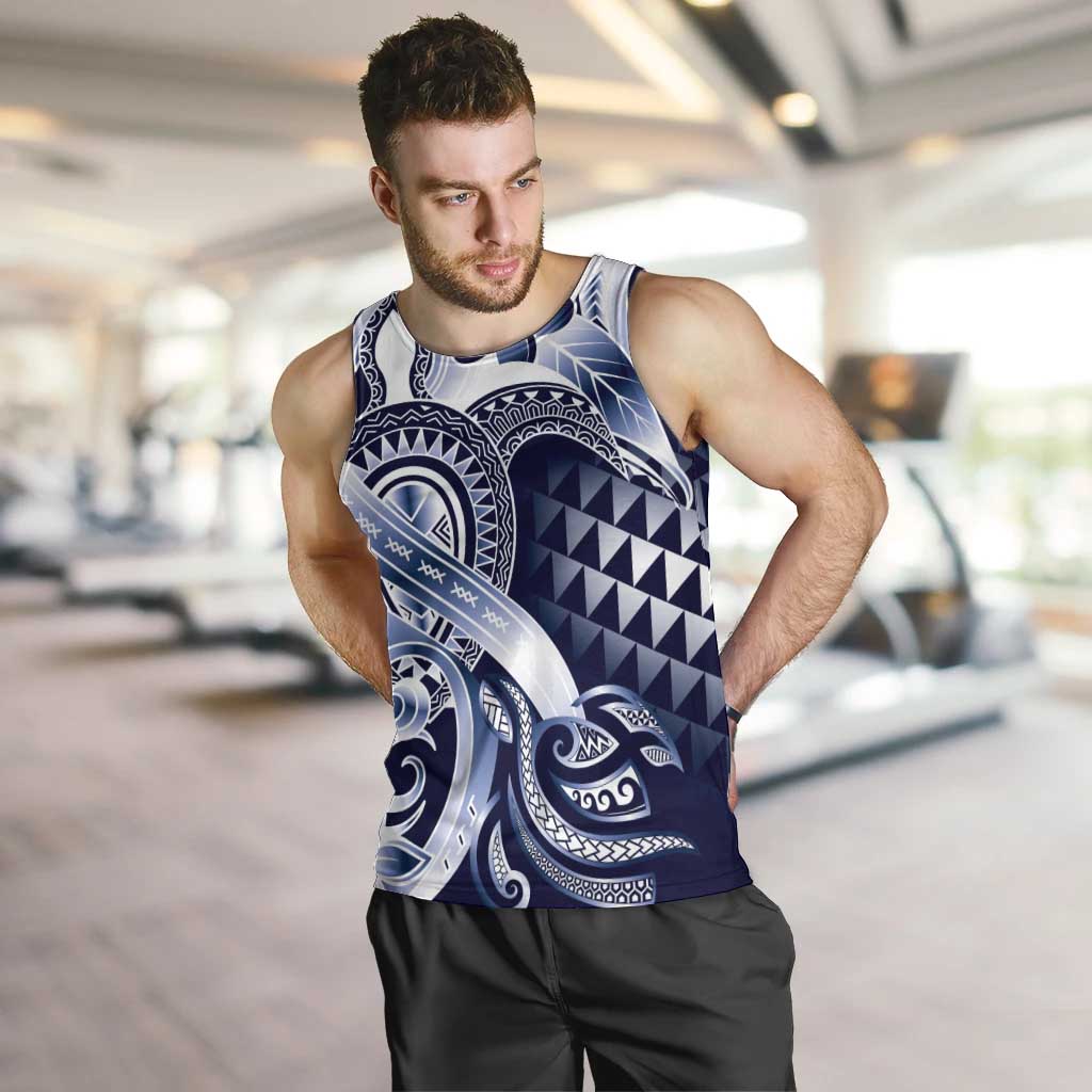 Aloha Blue Tribal Honu Tattoo Men Tank Top LT9 Blue - Polynesian Pride