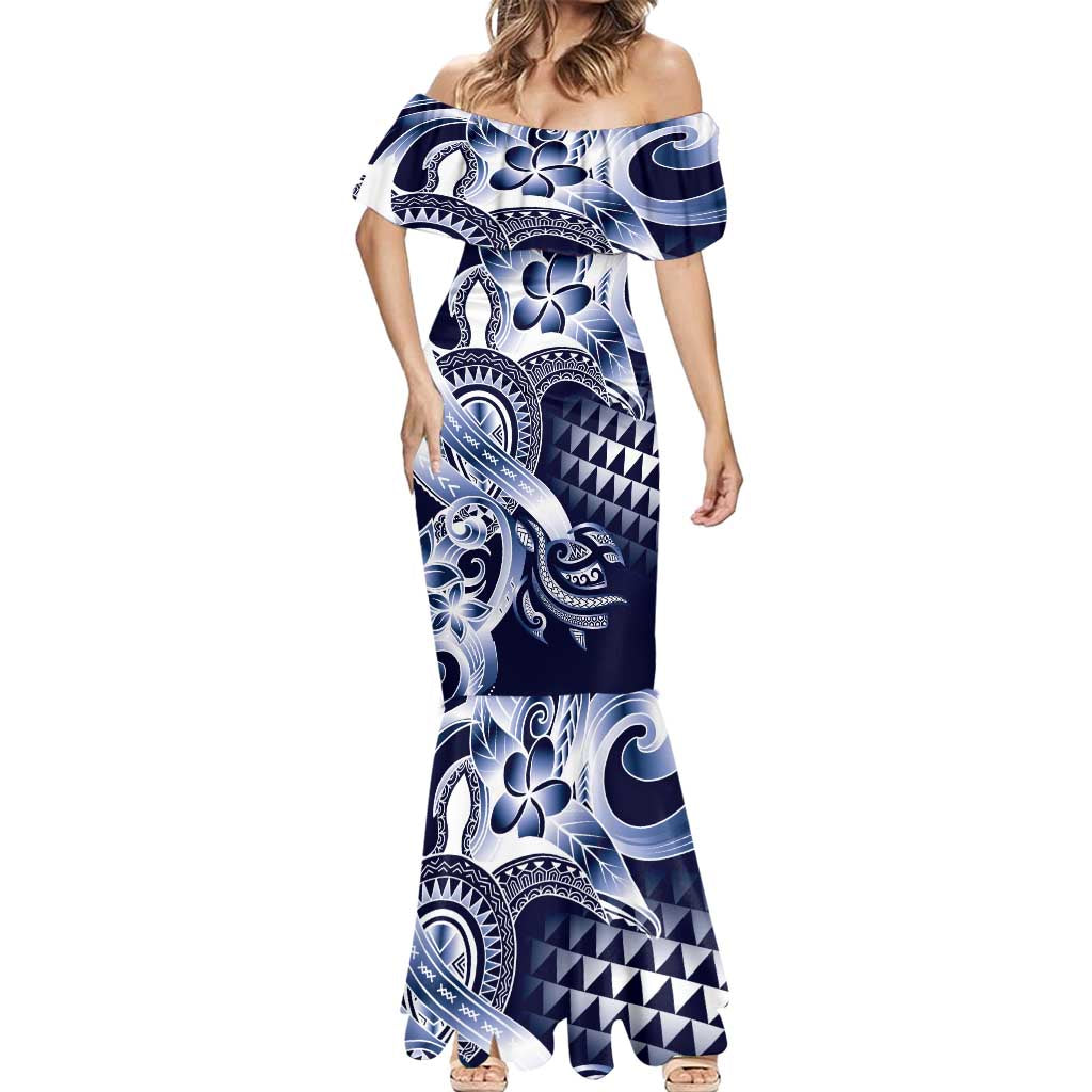 Aloha Blue Tribal Honu Tattoo Mermaid Dress LT9 - Polynesian Pride