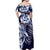 Aloha Blue Tribal Honu Tattoo Off Shoulder Maxi Dress