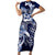 Aloha Blue Tribal Honu Tattoo Short Sleeve Bodycon Dress