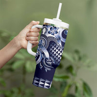 Aloha Blue Tribal Honu Tattoo Tumbler With Handle LT9 - Polynesian Pride