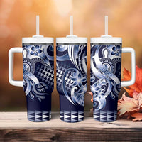 Aloha Blue Tribal Honu Tattoo Tumbler With Handle LT9 - Polynesian Pride