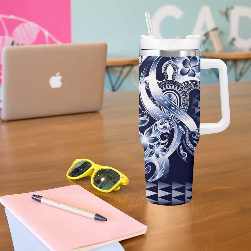 Aloha Blue Tribal Honu Tattoo Tumbler With Handle LT9 - Polynesian Pride