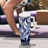 Aloha Blue Tribal Honu Tattoo Tumbler With Handle LT9 - Polynesian Pride