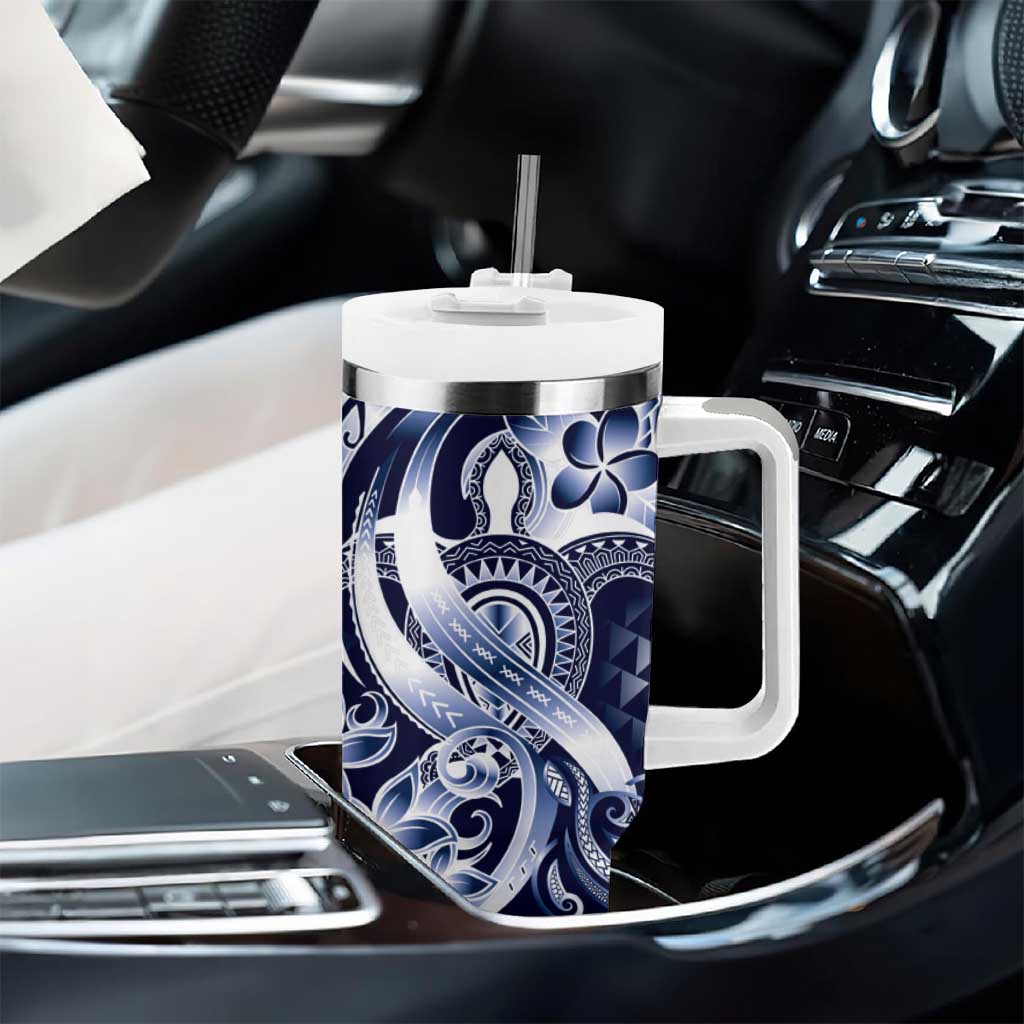 Aloha Blue Tribal Honu Tattoo Tumbler With Handle LT9 - Polynesian Pride