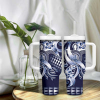 Aloha Blue Tribal Honu Tattoo Tumbler With Handle LT9 - Polynesian Pride