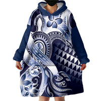 Aloha Blue Tribal Honu Tattoo Wearable Blanket Hoodie LT9 - Polynesian Pride