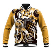 Aloha Gold Tribal Honu Tattoo Baseball Jacket LT9 Unisex Gold - Polynesian Pride