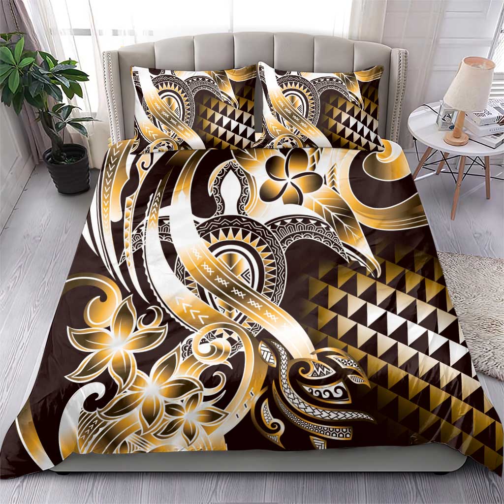 Aloha Gold Tribal Honu Tattoo Bedding Set LT9 - Polynesian Pride