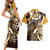 Aloha Gold Tribal Honu Tattoo Couples Matching Short Sleeve Bodycon Dress and Hawaiian Shirt