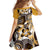 Aloha Gold Tribal Honu Tattoo Family Matching Off The Shoulder Long Sleeve Dress and Hawaiian Shirt