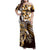 Aloha Gold Tribal Honu Tattoo Family Matching Off Shoulder Maxi Dress and Hawaiian Shirt