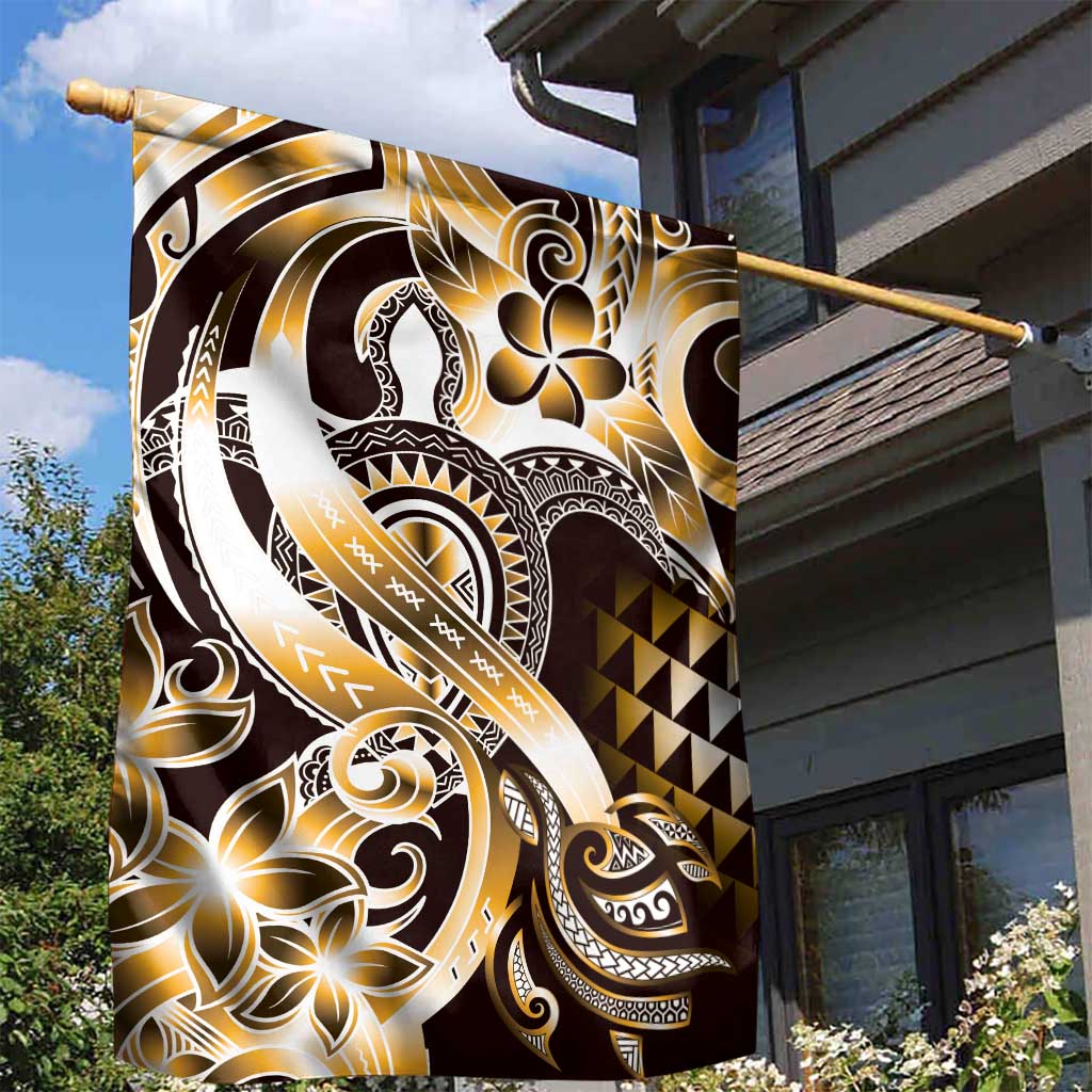 Aloha Gold Tribal Honu Tattoo Garden Flag LT9 - Polynesian Pride