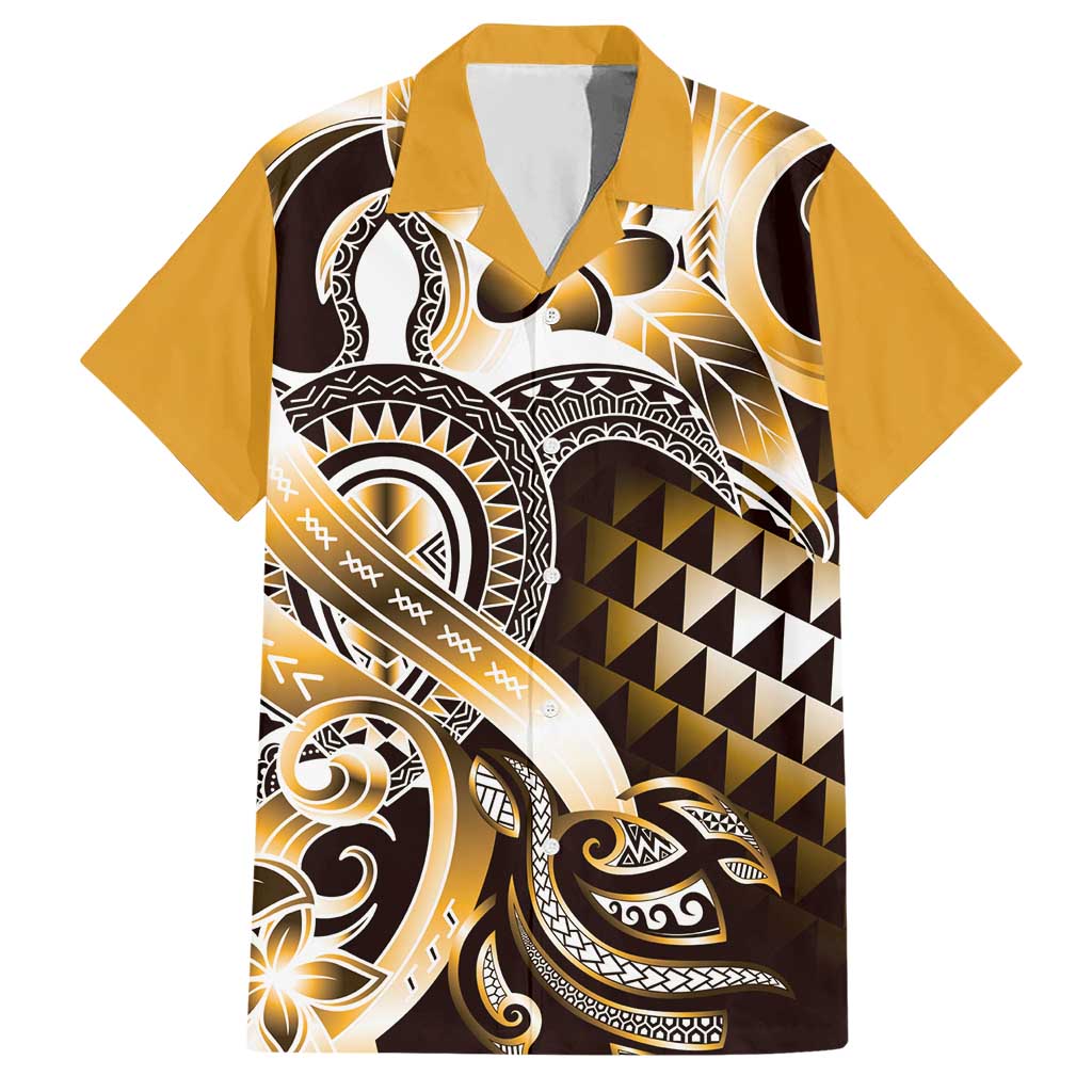 Aloha Gold Tribal Honu Tattoo Hawaiian Shirt LT9 Gold - Polynesian Pride