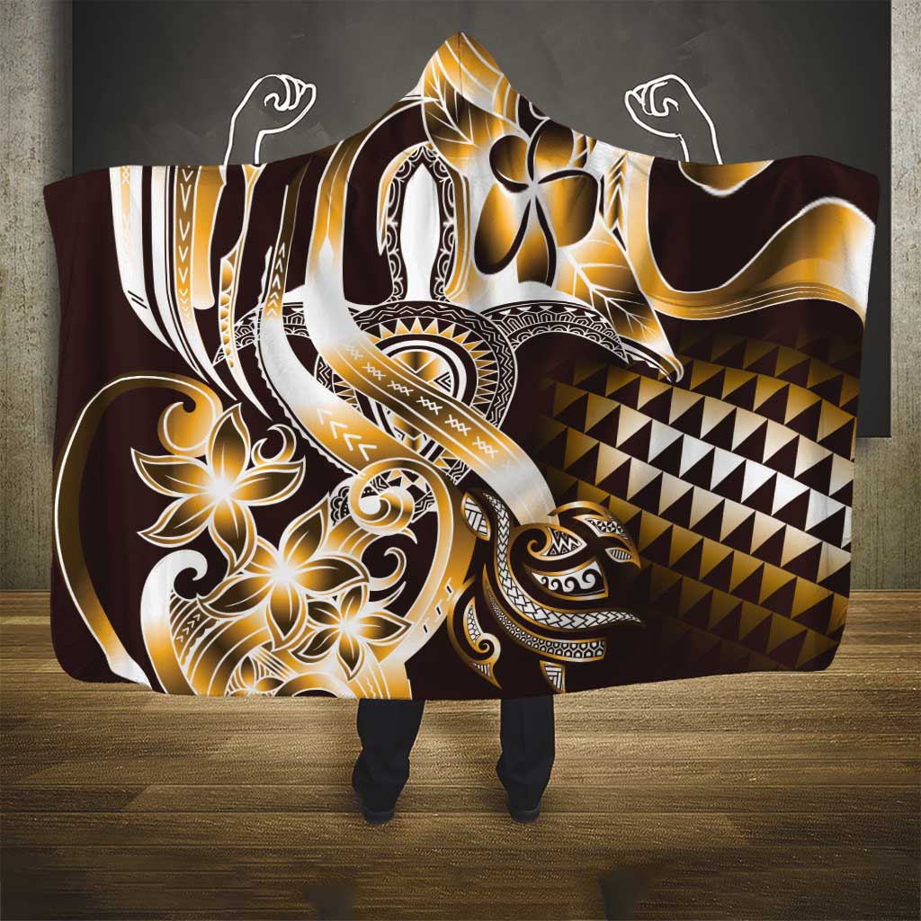 Aloha Gold Tribal Honu Tattoo Hooded Blanket LT9 - Polynesian Pride