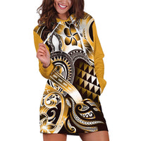 Aloha Gold Tribal Honu Tattoo Hoodie Dress LT9 Gold - Polynesian Pride