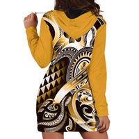 Aloha Gold Tribal Honu Tattoo Hoodie Dress LT9 - Polynesian Pride