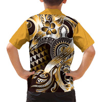 Aloha Gold Tribal Honu Tattoo Kid Hawaiian Shirt LT9 - Polynesian Pride