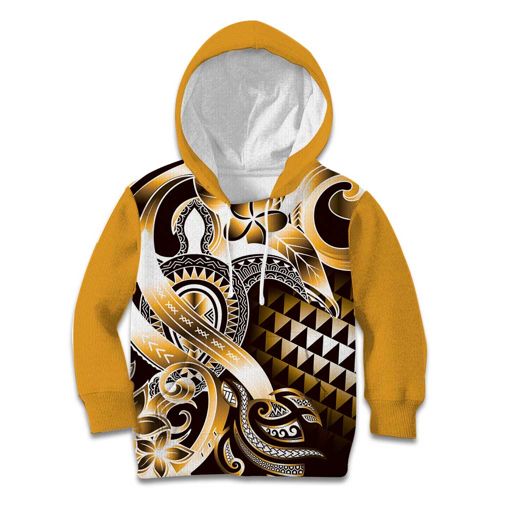 Aloha Gold Tribal Honu Tattoo Kid Hoodie LT9 Hoodie Gold - Polynesian Pride