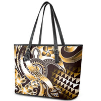 Aloha Gold Tribal Honu Tattoo Leather Tote Bag LT9 - Polynesian Pride