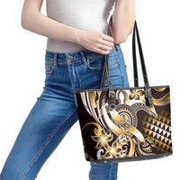 Aloha Gold Tribal Honu Tattoo Leather Tote Bag LT9 - Polynesian Pride