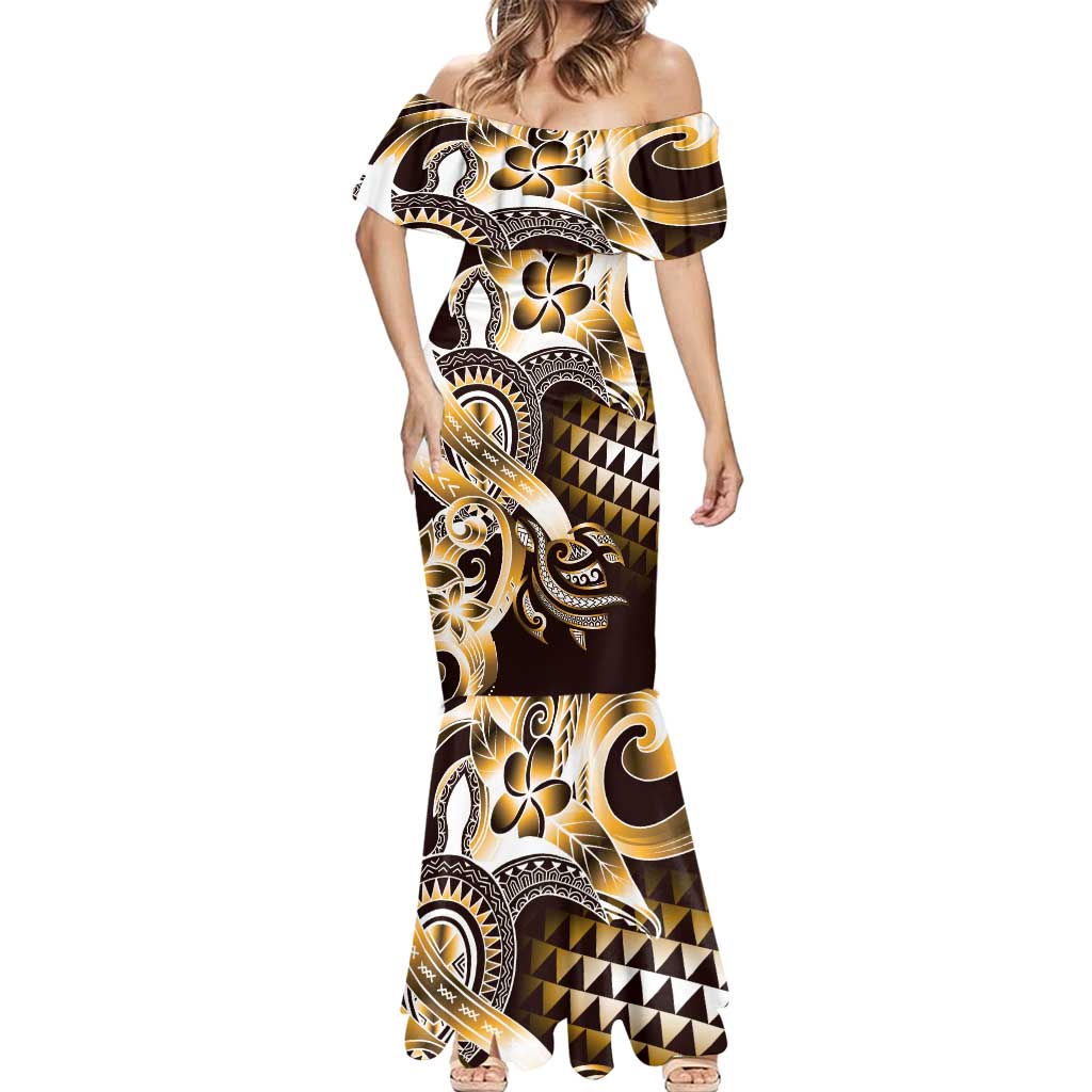 Aloha Gold Tribal Honu Tattoo Mermaid Dress LT9 - Polynesian Pride