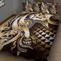 Aloha Gold Tribal Honu Tattoo Quilt Bed Set LT9 - Polynesian Pride