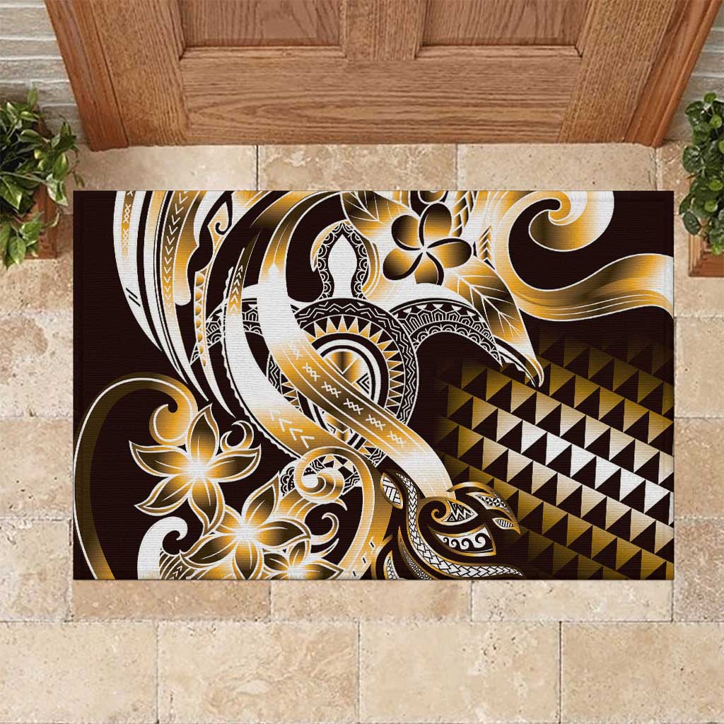 Aloha Gold Tribal Honu Tattoo Rubber Doormat LT9 Gold - Polynesian Pride