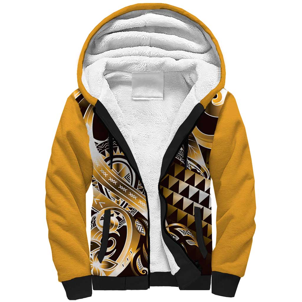 Aloha Gold Tribal Honu Tattoo Sherpa Hoodie LT9 Unisex Gold - Polynesian Pride