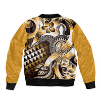 Aloha Gold Tribal Honu Tattoo Sleeve Zip Bomber Jacket LT9 - Polynesian Pride