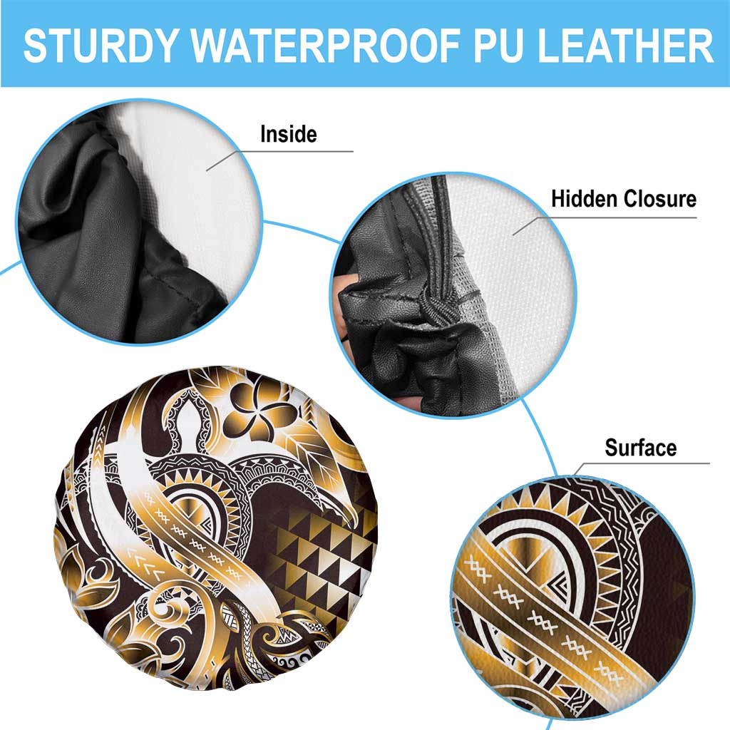 Aloha Gold Tribal Honu Tattoo Spare Tire Cover LT9 - Polynesian Pride