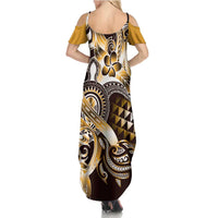 Aloha Gold Tribal Honu Tattoo Summer Maxi Dress LT9 - Polynesian Pride