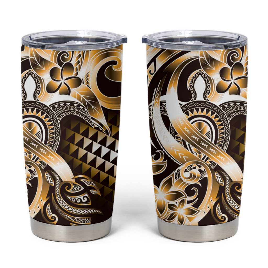 Aloha Gold Tribal Honu Tattoo Tumbler Cup LT9 Gold - Polynesian Pride