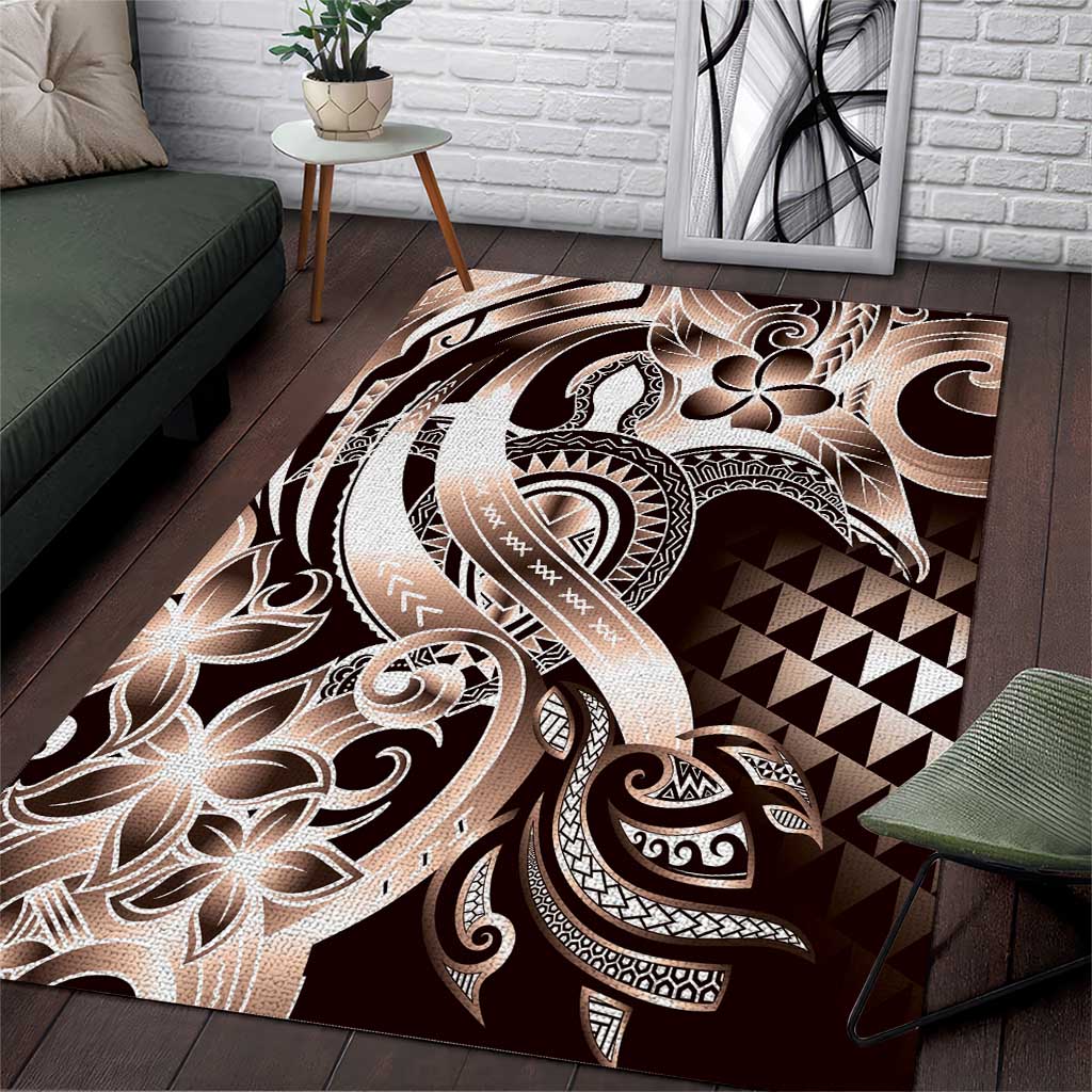 Aloha Mocha Mousse Tribal Honu Tattoo Area Rug