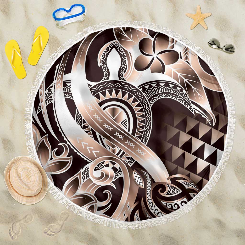 Aloha Mocha Mousse Tribal Honu Tattoo Beach Blanket LT9 One Size 150cm Mocha Mousse - Polynesian Pride