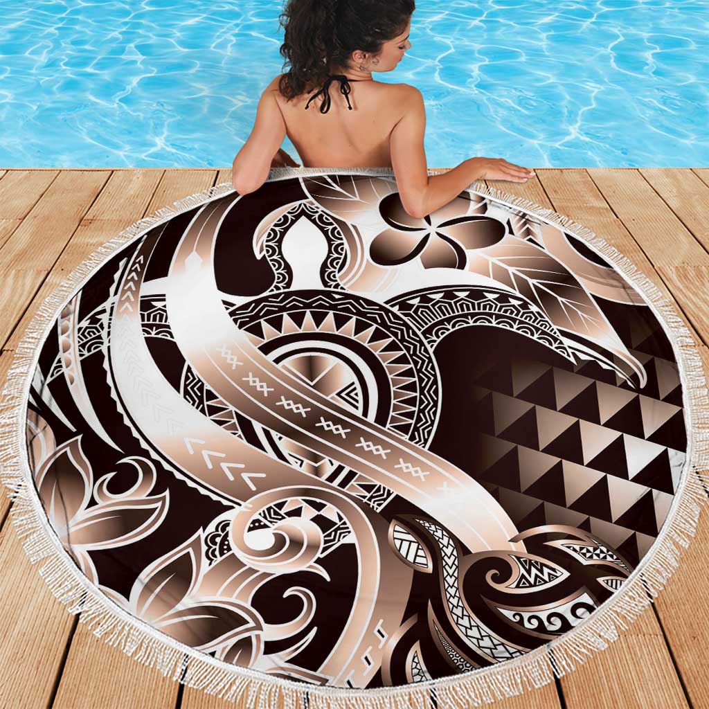 Aloha Mocha Mousse Tribal Honu Tattoo Beach Blanket LT9 - Polynesian Pride