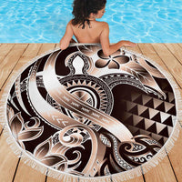 Aloha Mocha Mousse Tribal Honu Tattoo Beach Blanket LT9 - Polynesian Pride