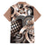 Aloha Mocha Mousse Tribal Honu Tattoo Family Matching Off Shoulder Maxi Dress and Hawaiian Shirt