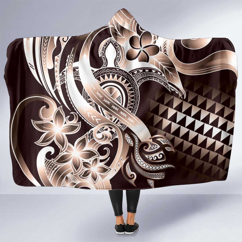 Aloha Mocha Mousse Tribal Honu Tattoo Hooded Blanket LT9 One Size Mocha Mousse - Polynesian Pride