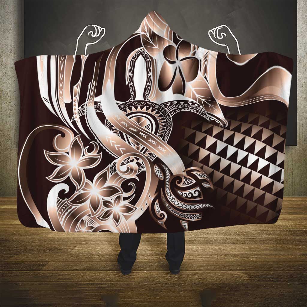 Aloha Mocha Mousse Tribal Honu Tattoo Hooded Blanket LT9 - Polynesian Pride